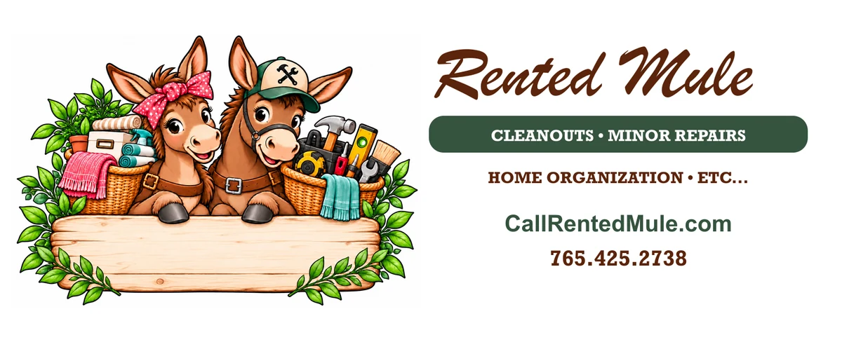 Rented Mule cleaning and repair mascots
